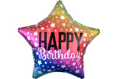 Foil Balloon - Shape - Star - "HAPPY Birthday" - Rainbow - 48 cm